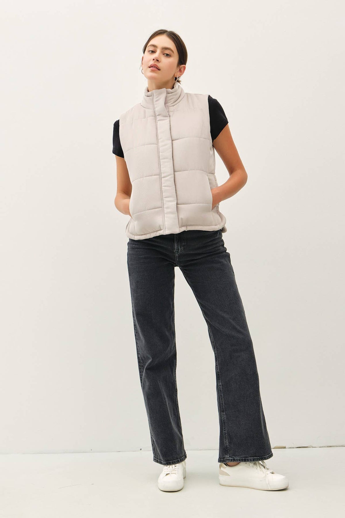 Suede-Like Puffer Vest