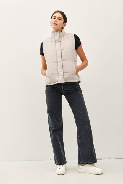 Suede-Like Puffer Vest