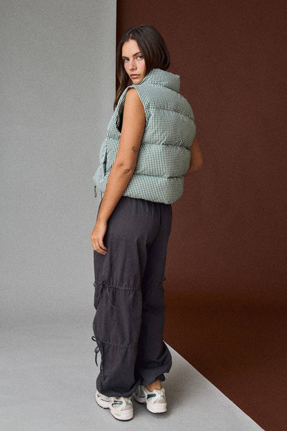 Gingham Puffer Vest