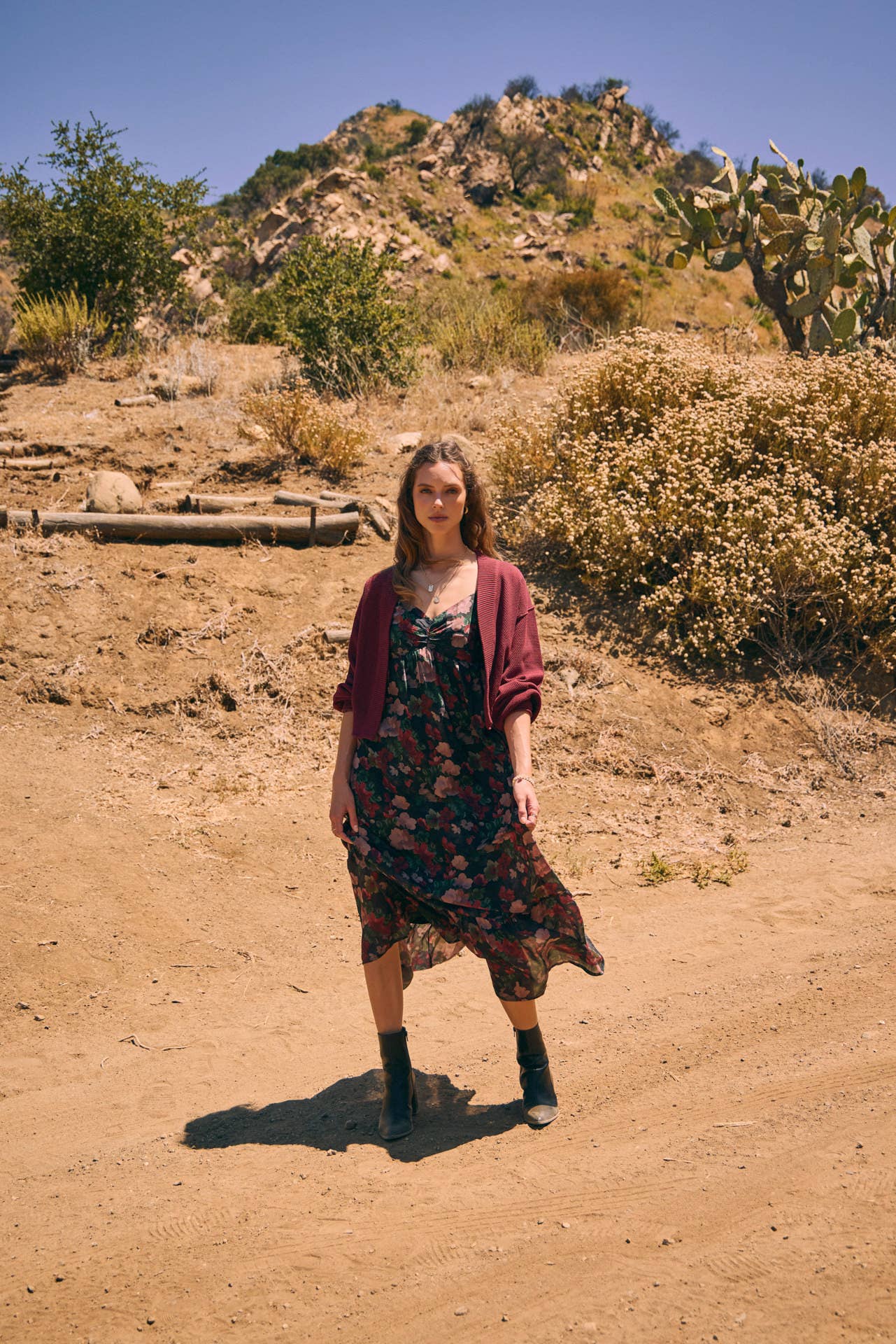 Love Letter To Autumn Floral Crinkled Maxi Smocked Dress