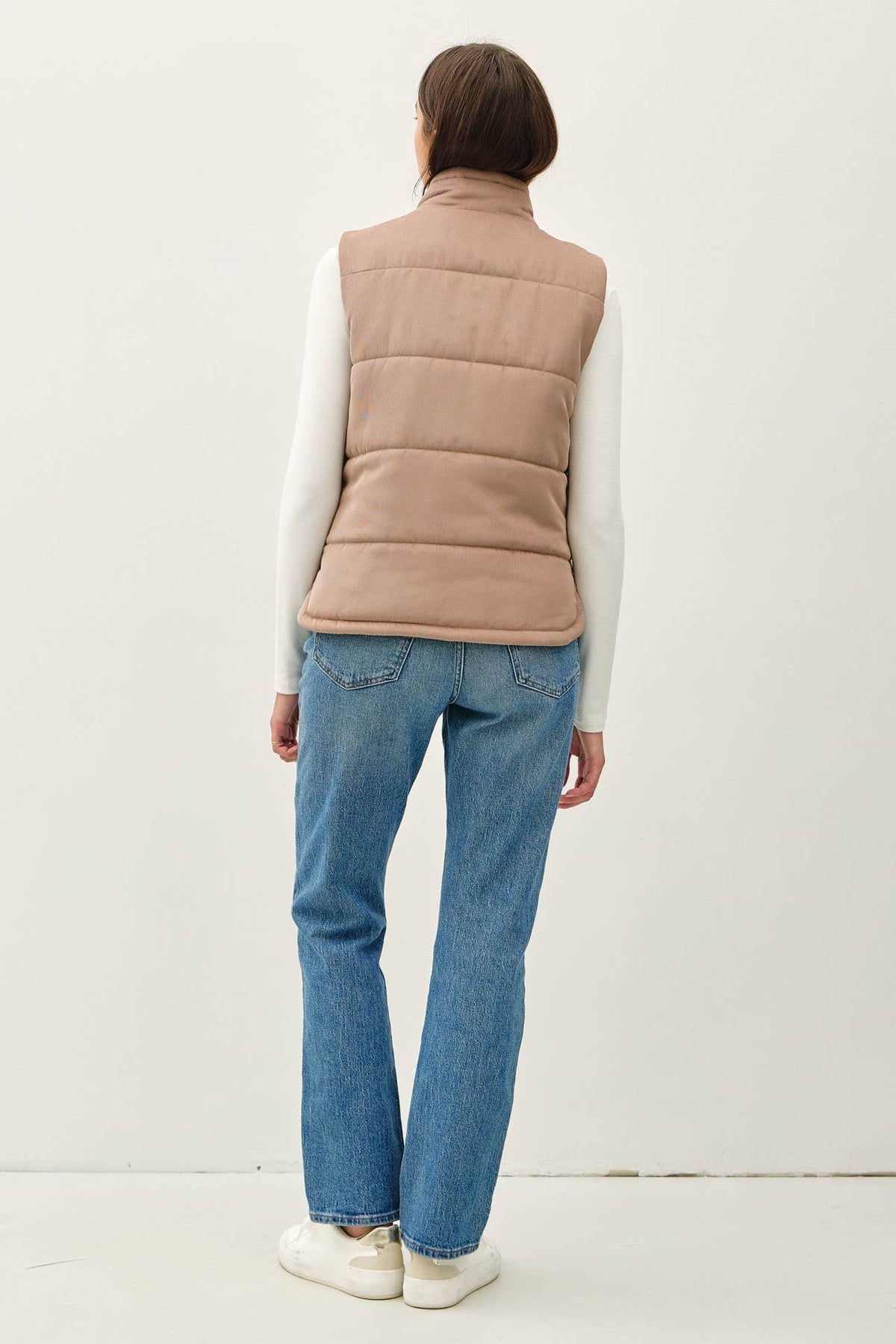 Suede-Like Puffer Vest