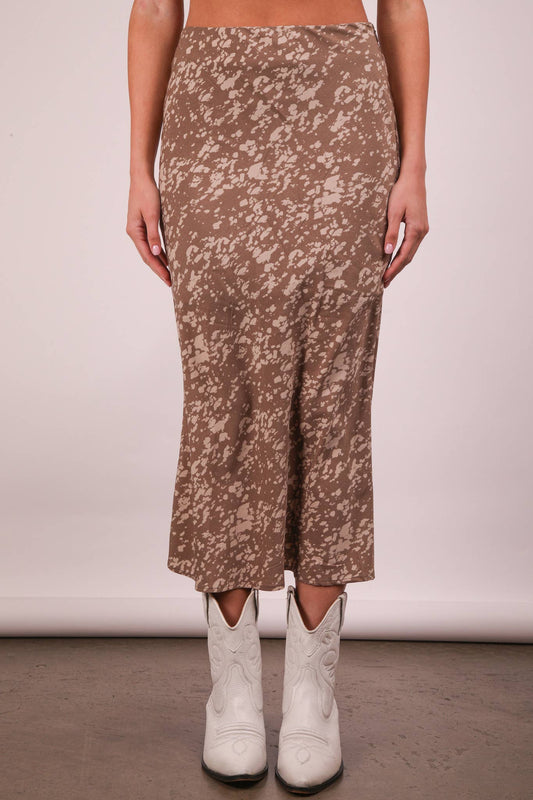 Leopard Printed Bias Cut Midi Skirt