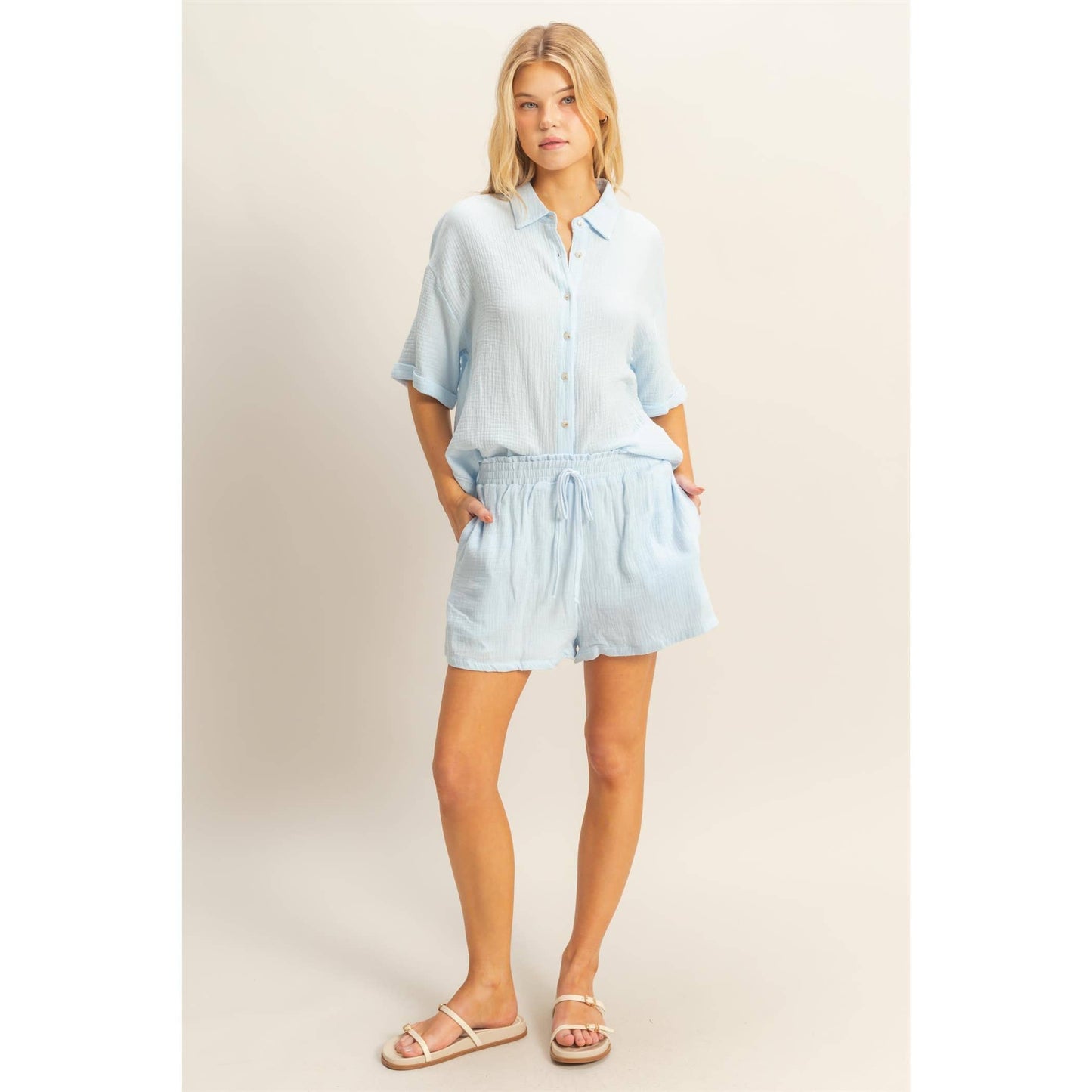 Relaxed Shirt And Flowy Shorts Set