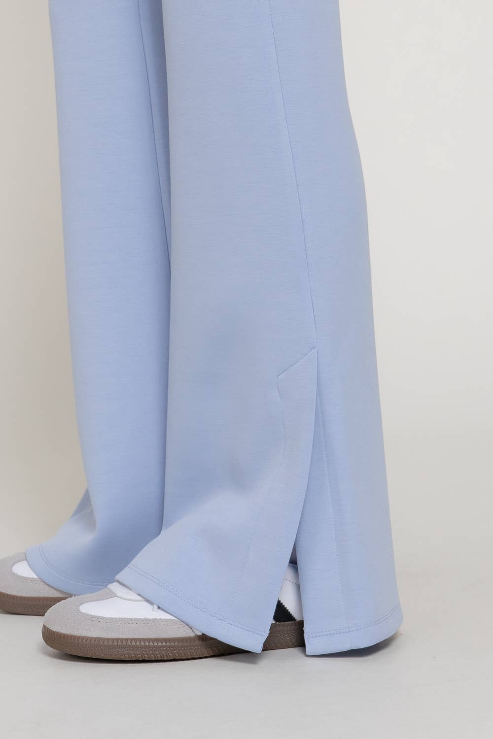 Flare Soft Modal Scuba Pants with Waistband & Bottom Slits