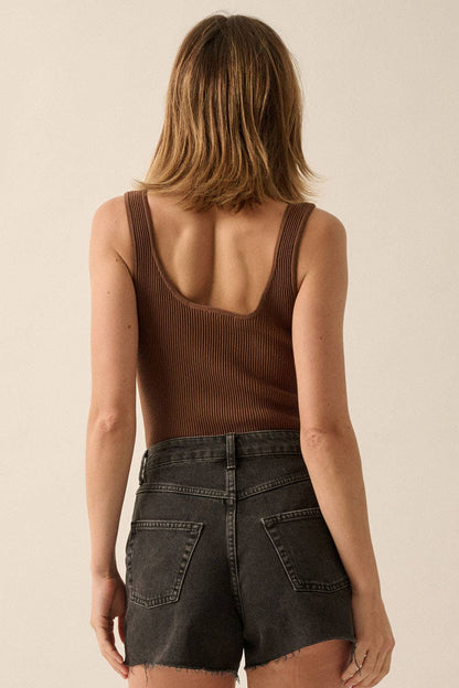 Shaper Fit Scoop Neck Ribbed  Knit Tank Bodysuit