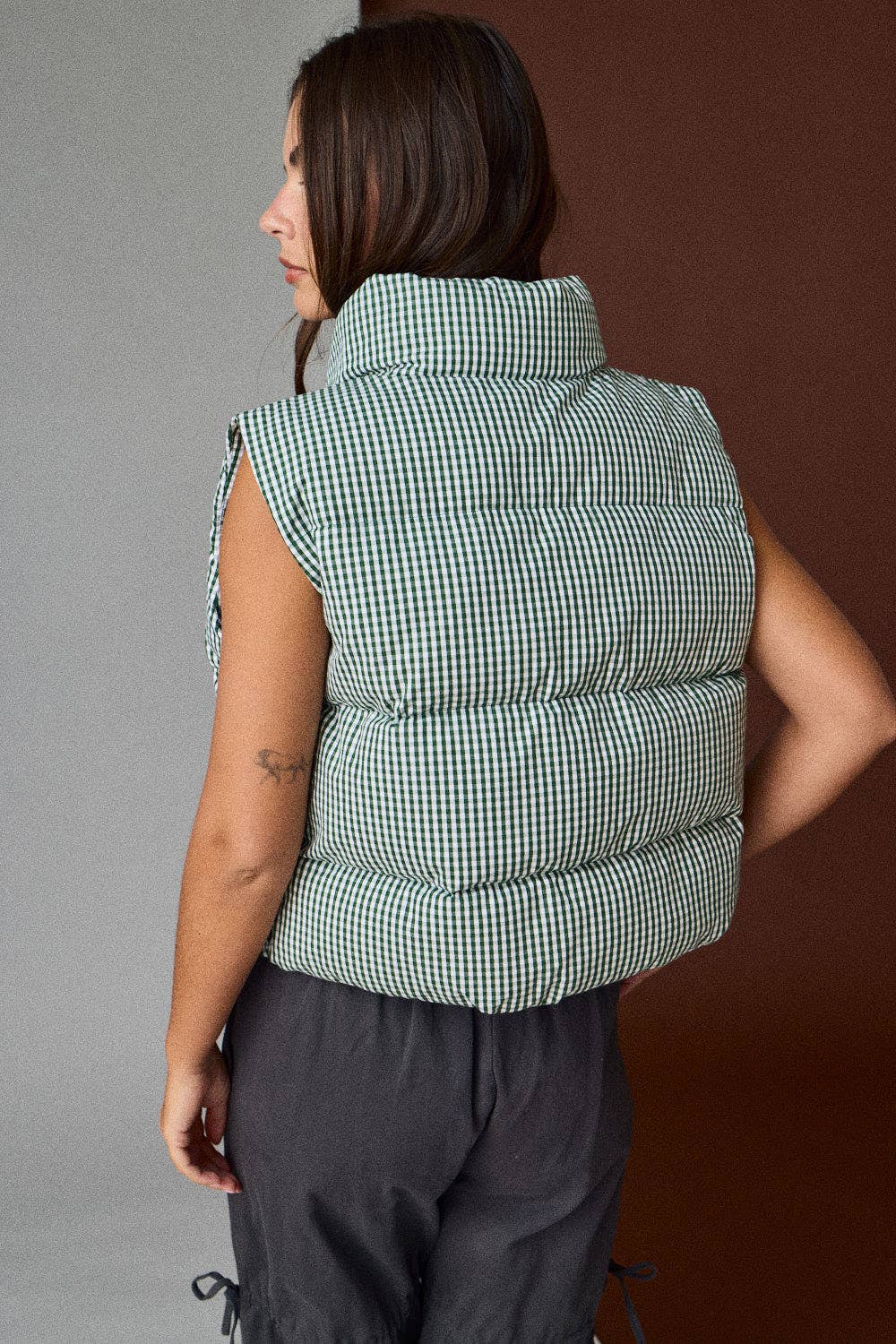 Gingham Puffer Vest