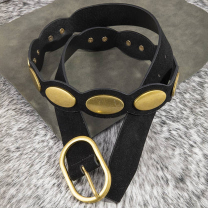 Suede Oval Concho Buckle Belt