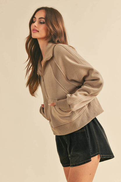 Dove Funnel Neck Half Zip