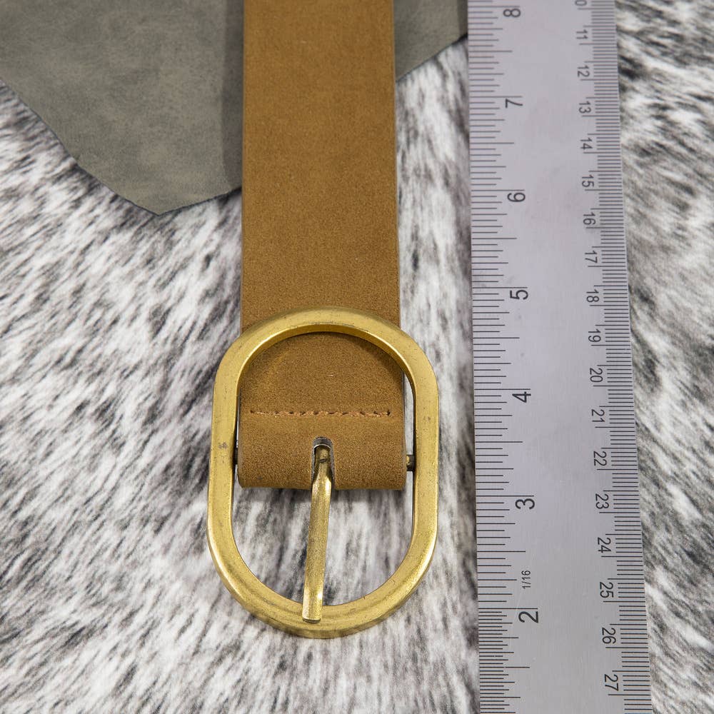 Suede Oval Concho Buckle Belt