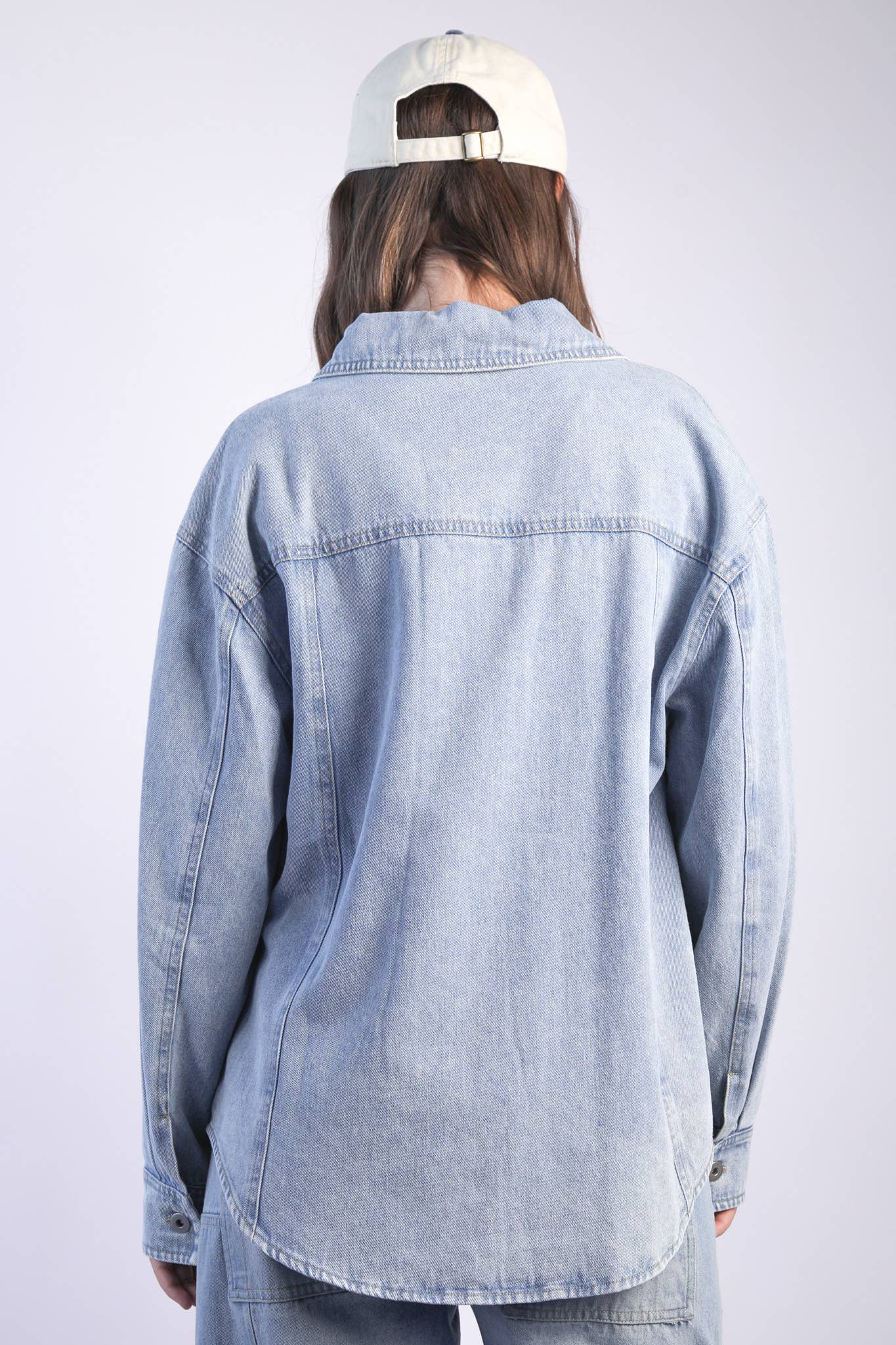 Oversized Washed Denim Shirt Top