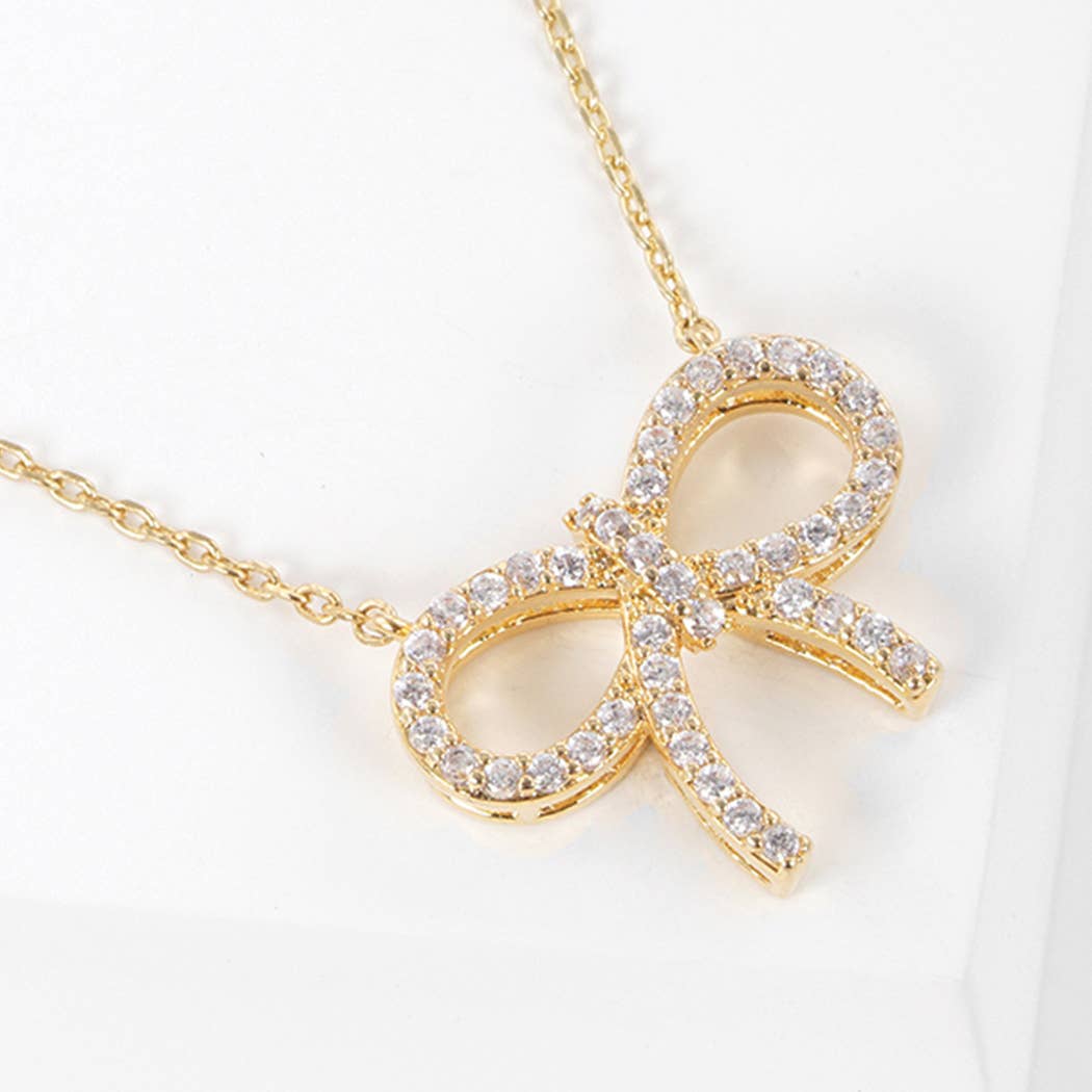 Bow Rhinestone Necklace