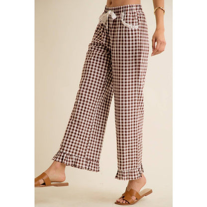 Gingham Ruffled Pull on Pant