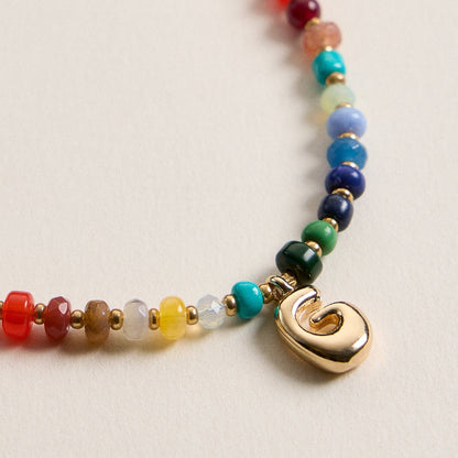 Vibrant Beaded Necklaces with Gold Initial Charm