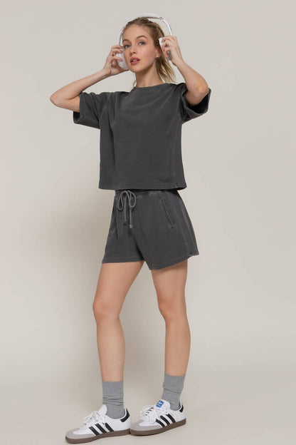Hort Dolman Sleeve Garment Washed Terry Top