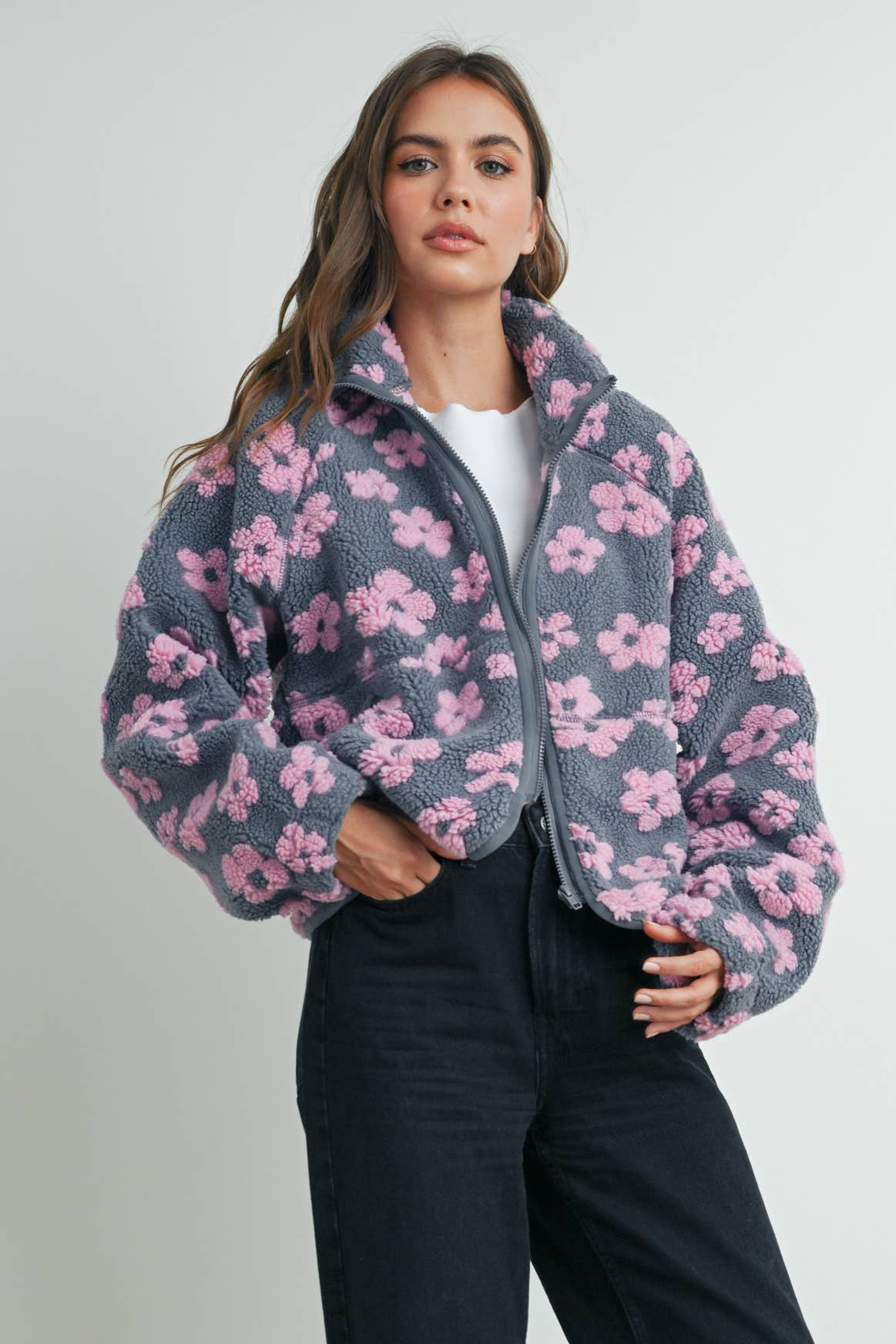 Daisy Flower Pattern Fleece Sherpa