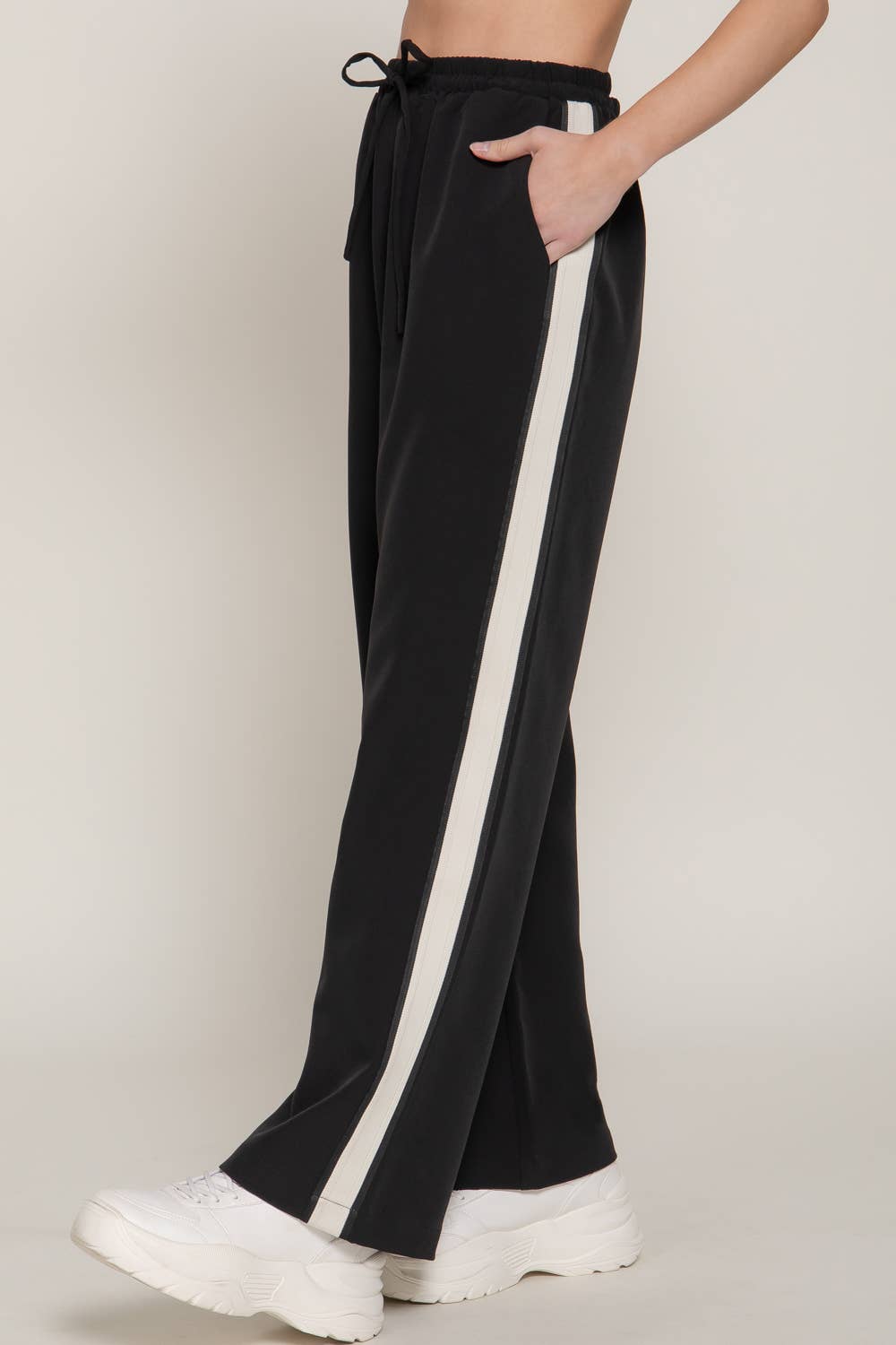 Side Stripe Straight Long Woven Pants