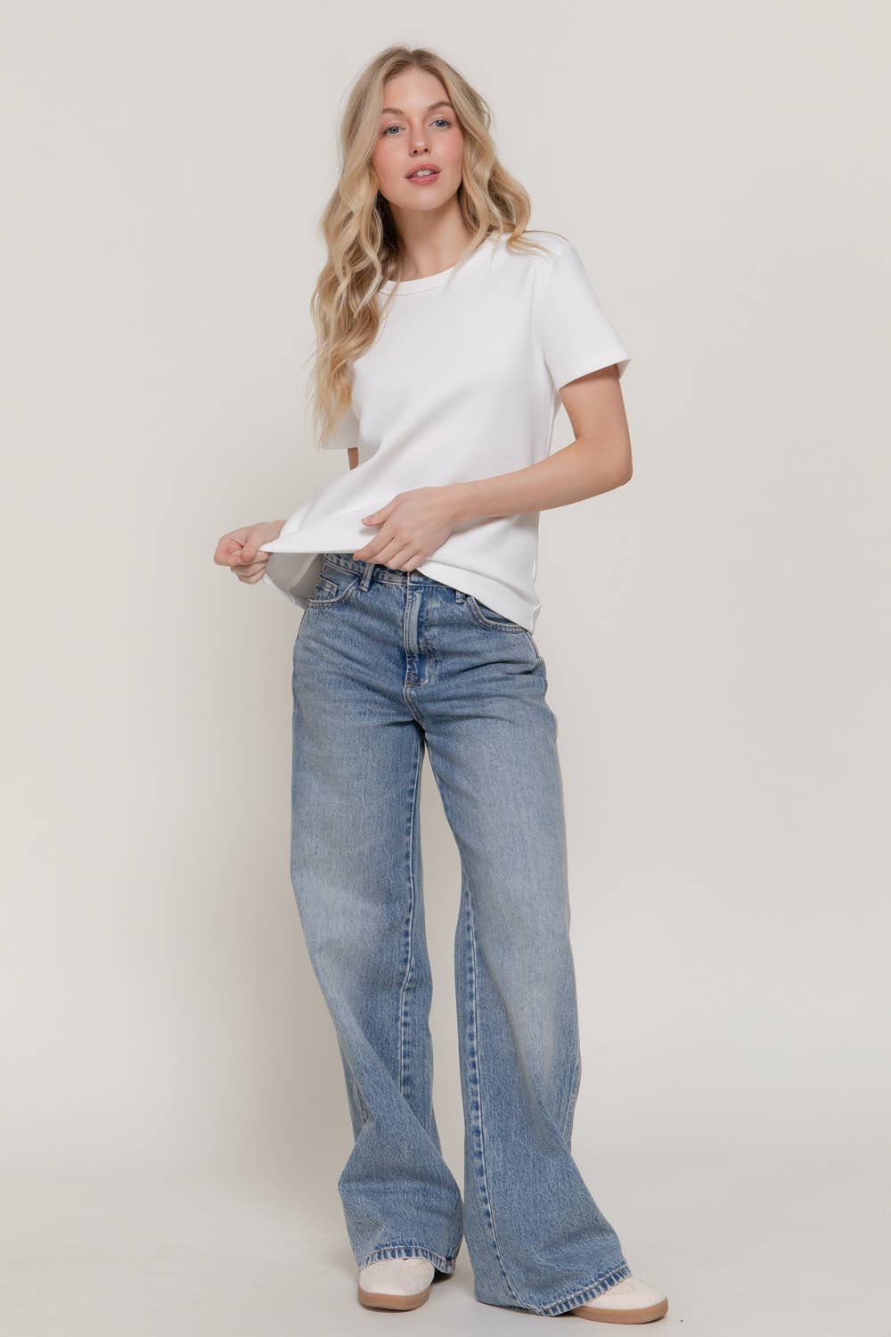 Short Sleeve Round Neck Soft Knit Jersey Top