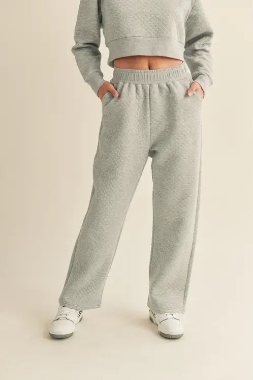 High Waist Quilted Wide Leg Pant