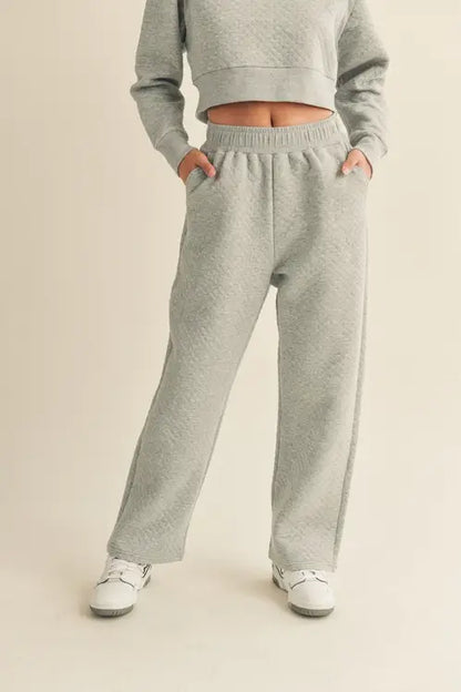 High Waist Quilted Wide Leg Pant