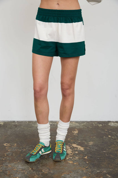 Wide Stripe Elastic Waist Knit Shorts