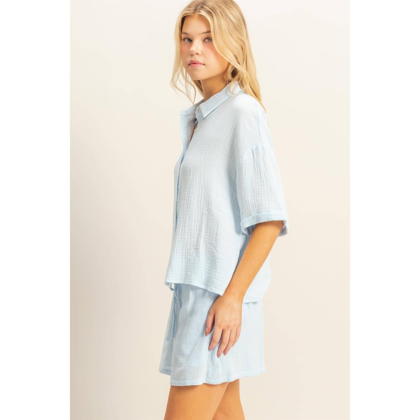 Relaxed Shirt And Flowy Shorts Set