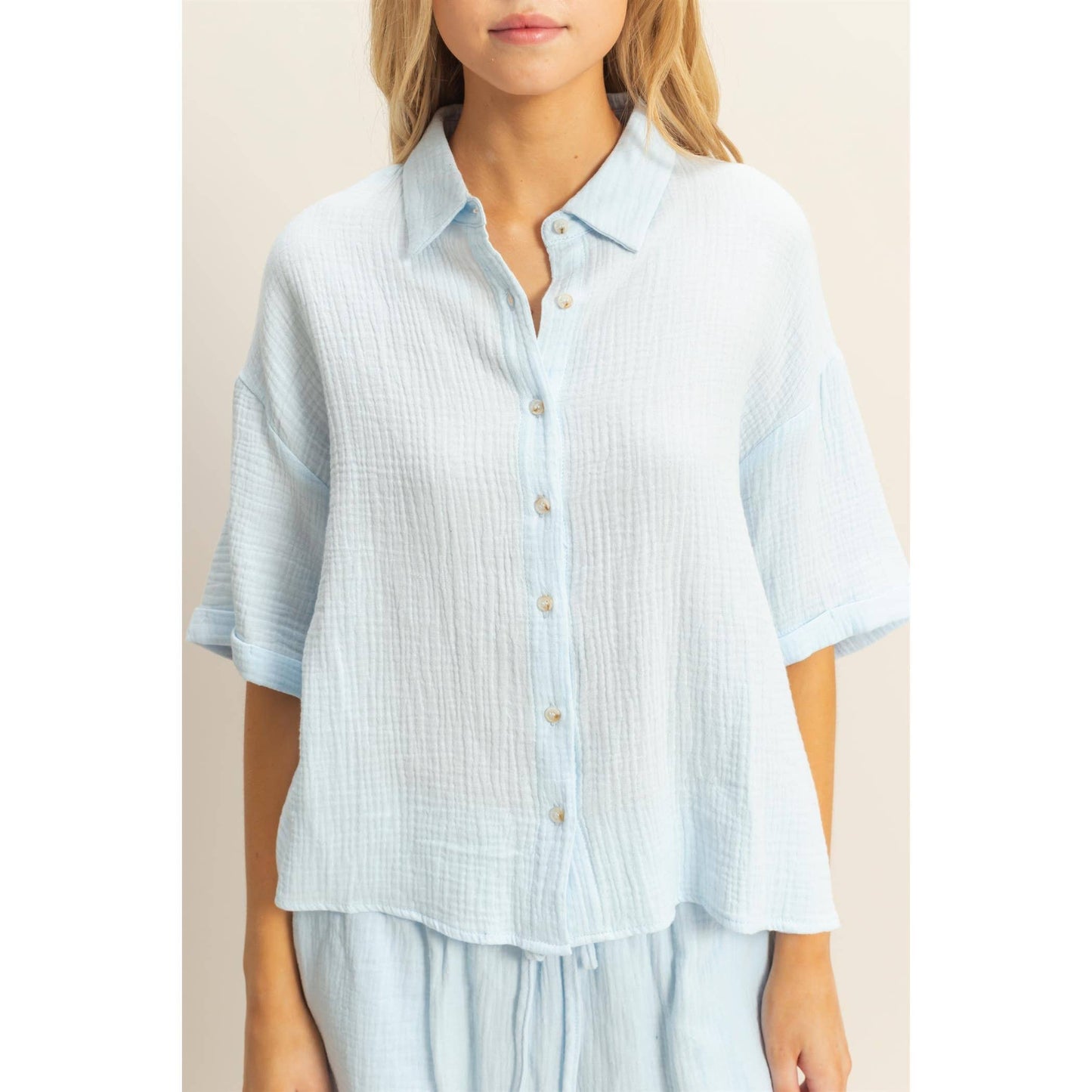 Relaxed Shirt And Flowy Shorts Set
