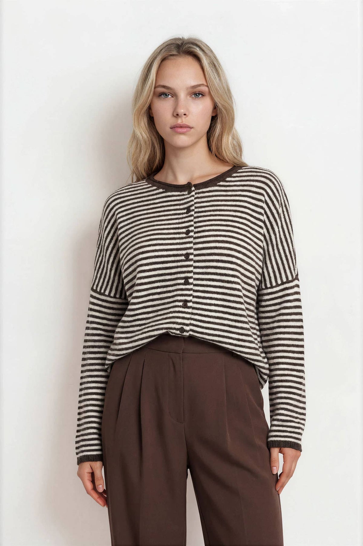 Emma Stripe Raw Edge Cardigan
