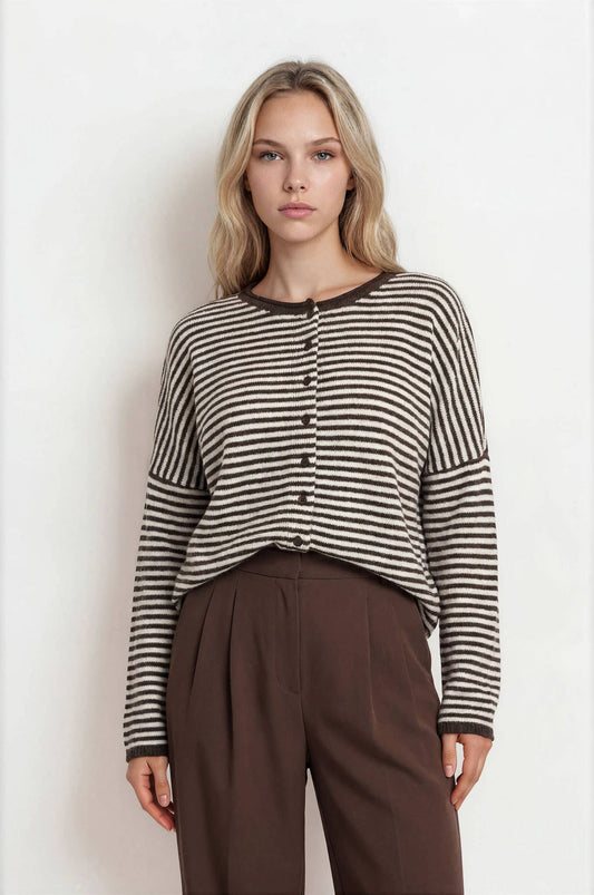 Emma Stripe Raw Edge Cardigan