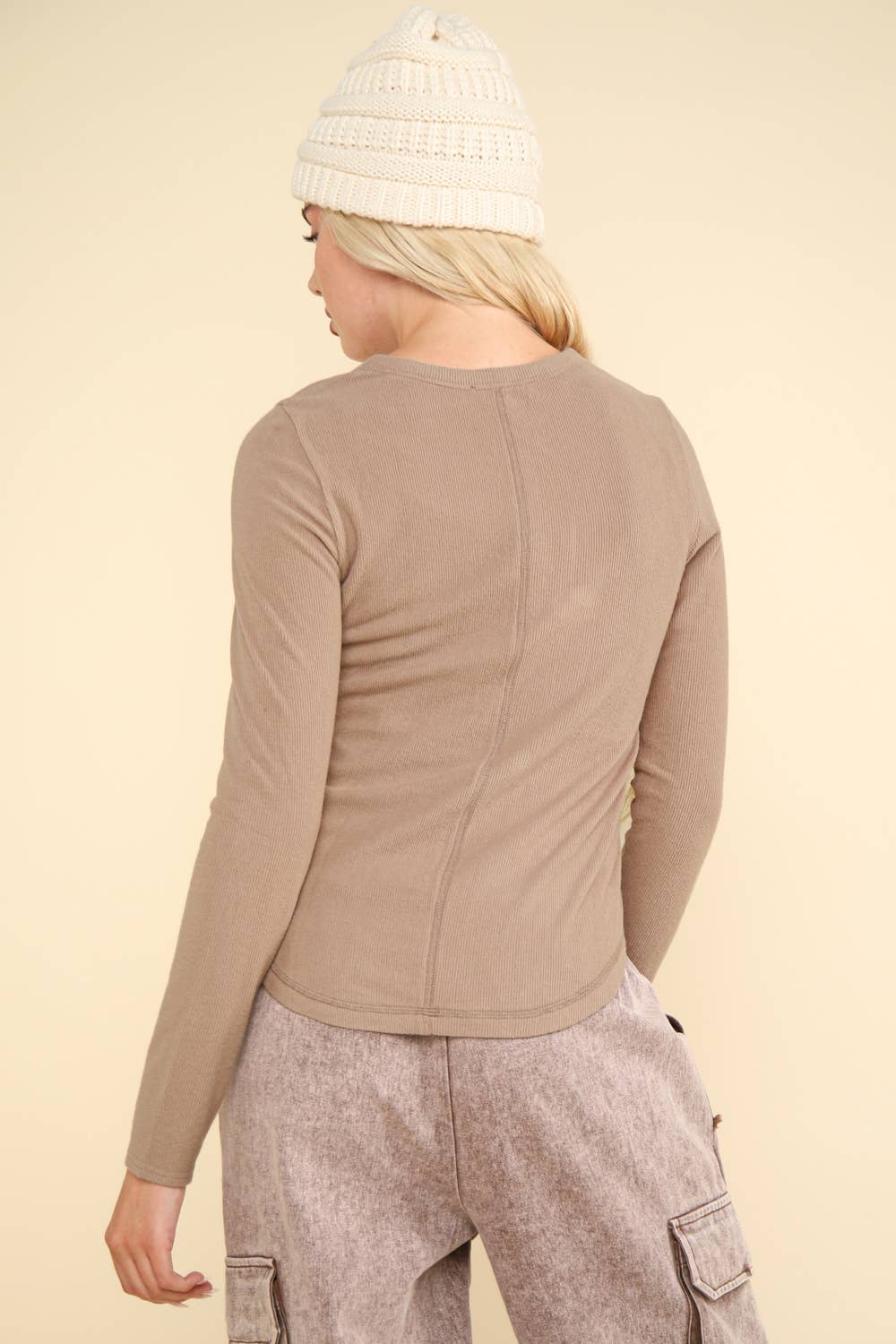 Soft Brushed Solid Knit Casual Top