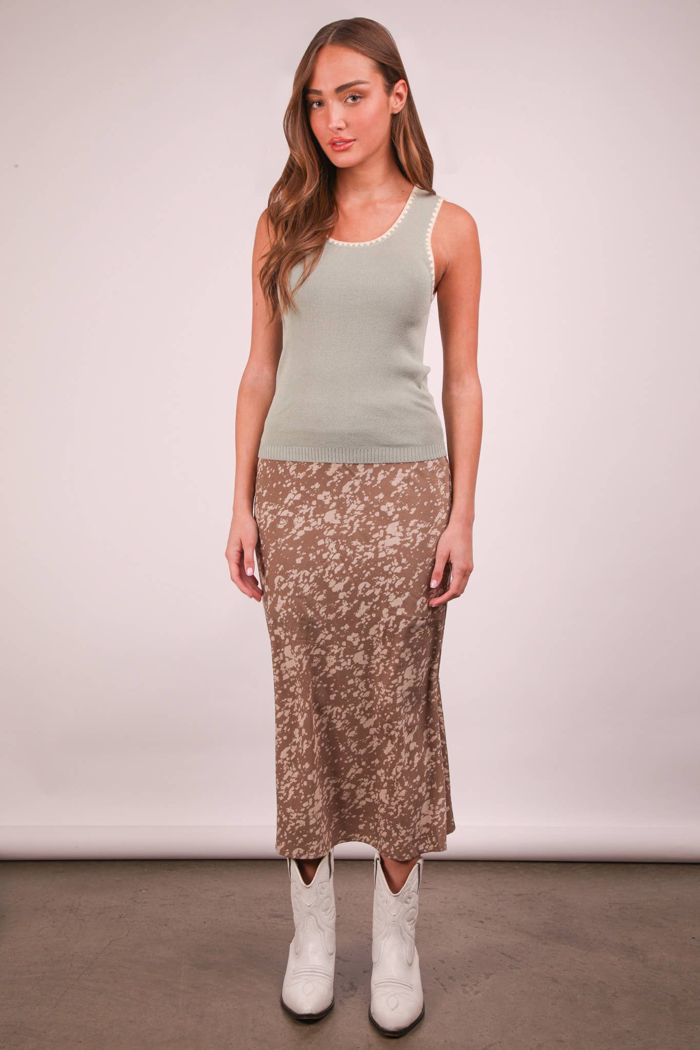 Leopard Printed Bias Cut Midi Skirt