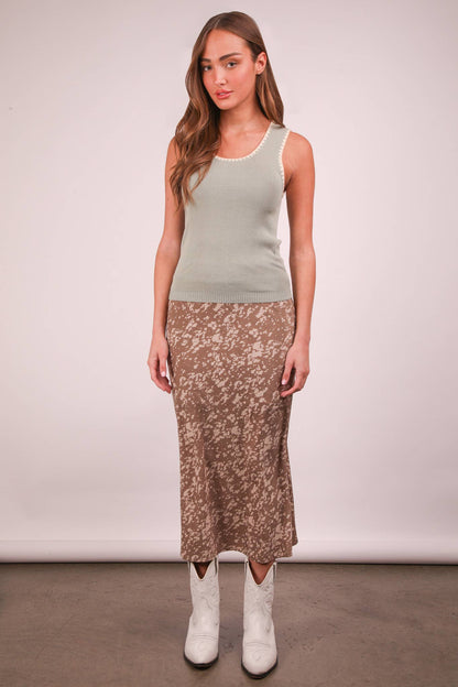 Leopard Printed Bias Cut Midi Skirt
