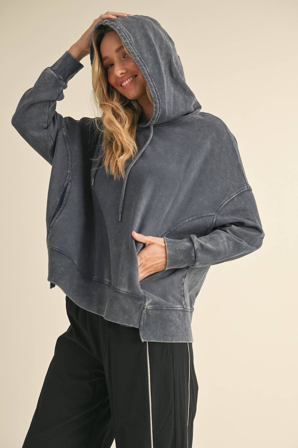 Mineral Wash Oversized Pullover Hoodie