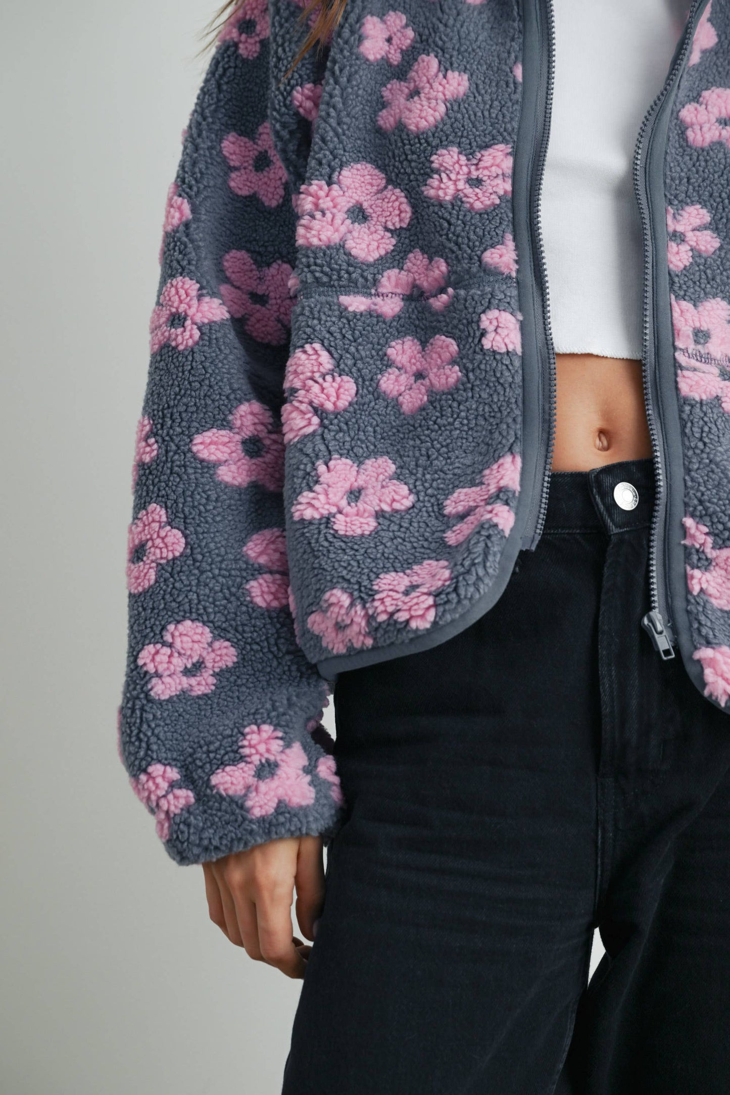 Daisy Flower Pattern Fleece Sherpa