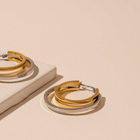 Tri Layered Hoop Earrings
