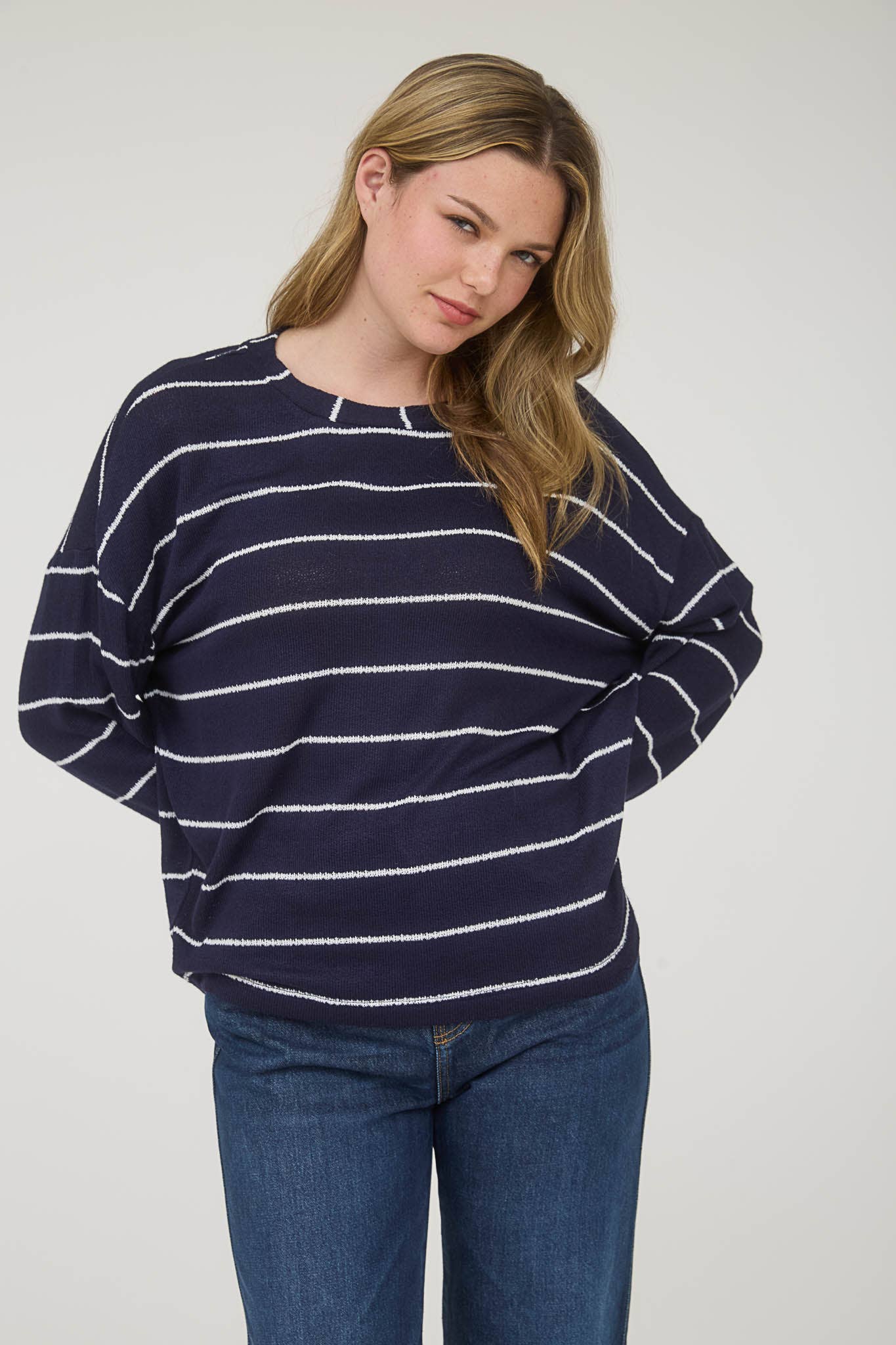 Long Sleeve Drop Shoulder Knit Top