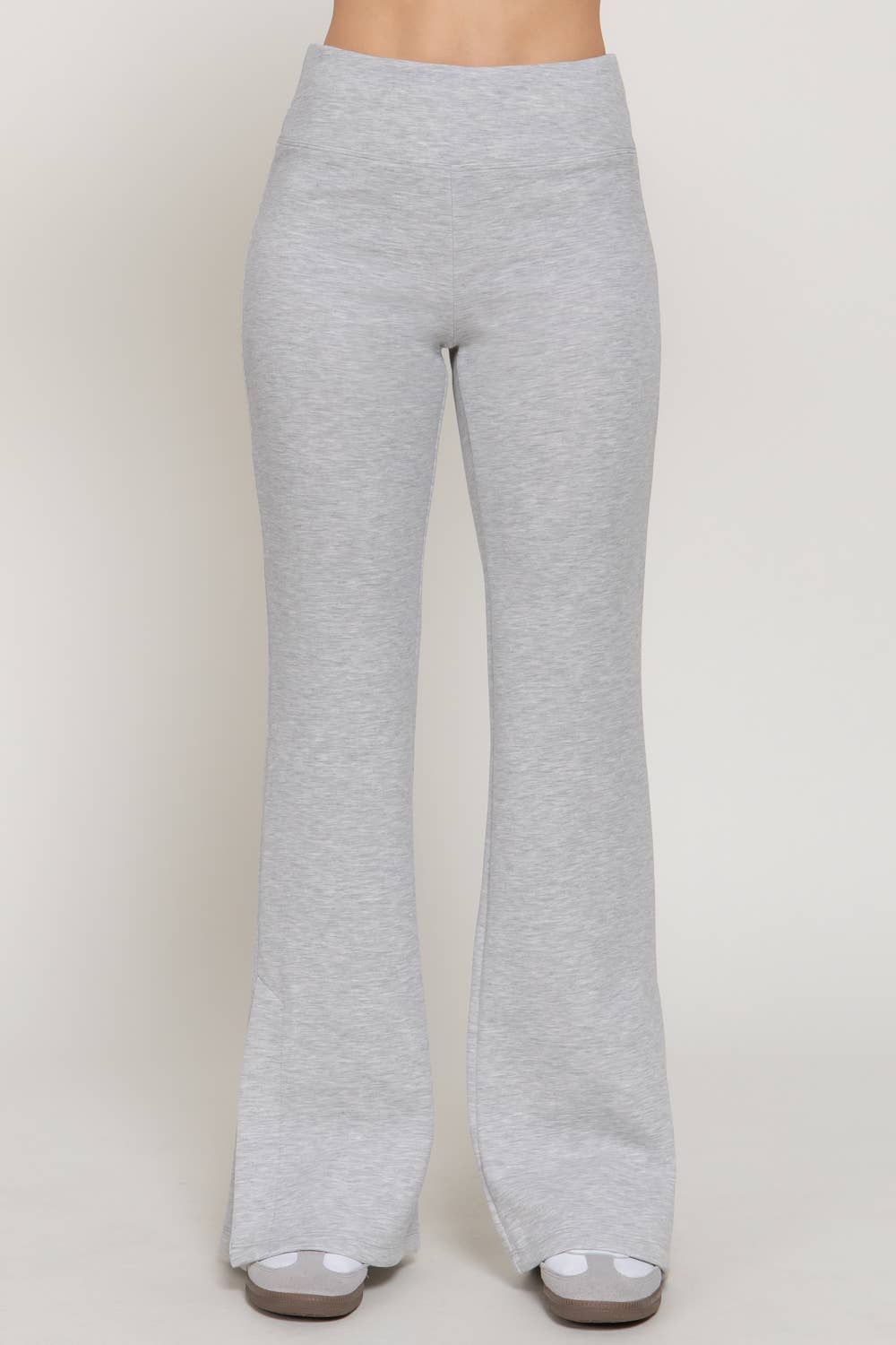 Flare Soft Modal Scuba Pants with Waistband & Bottom Slits