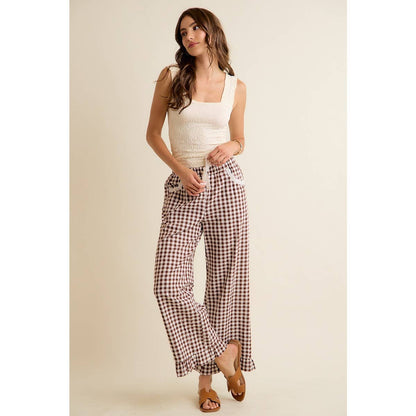 Gingham Ruffled Pull on Pant
