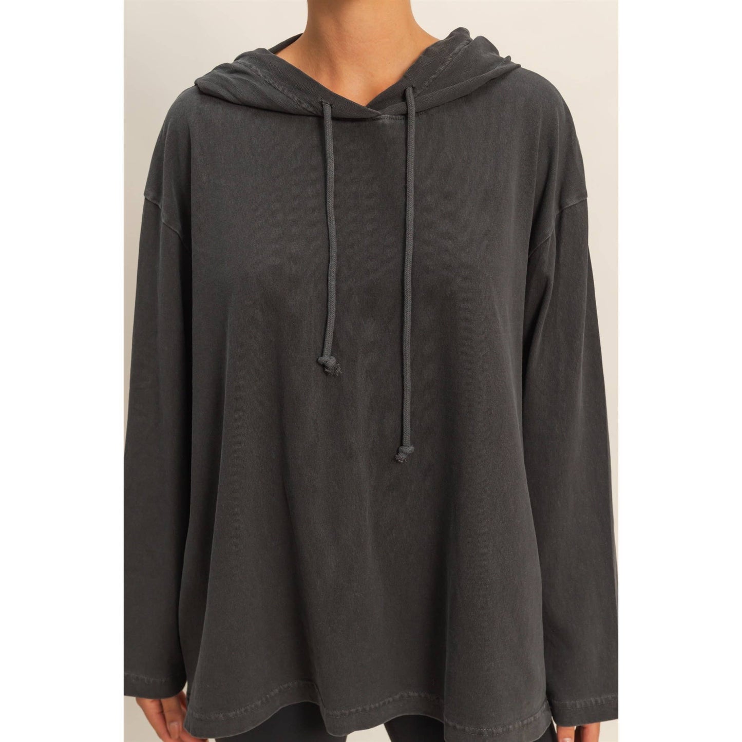 Oversized Hooded Long-Sleeve Top