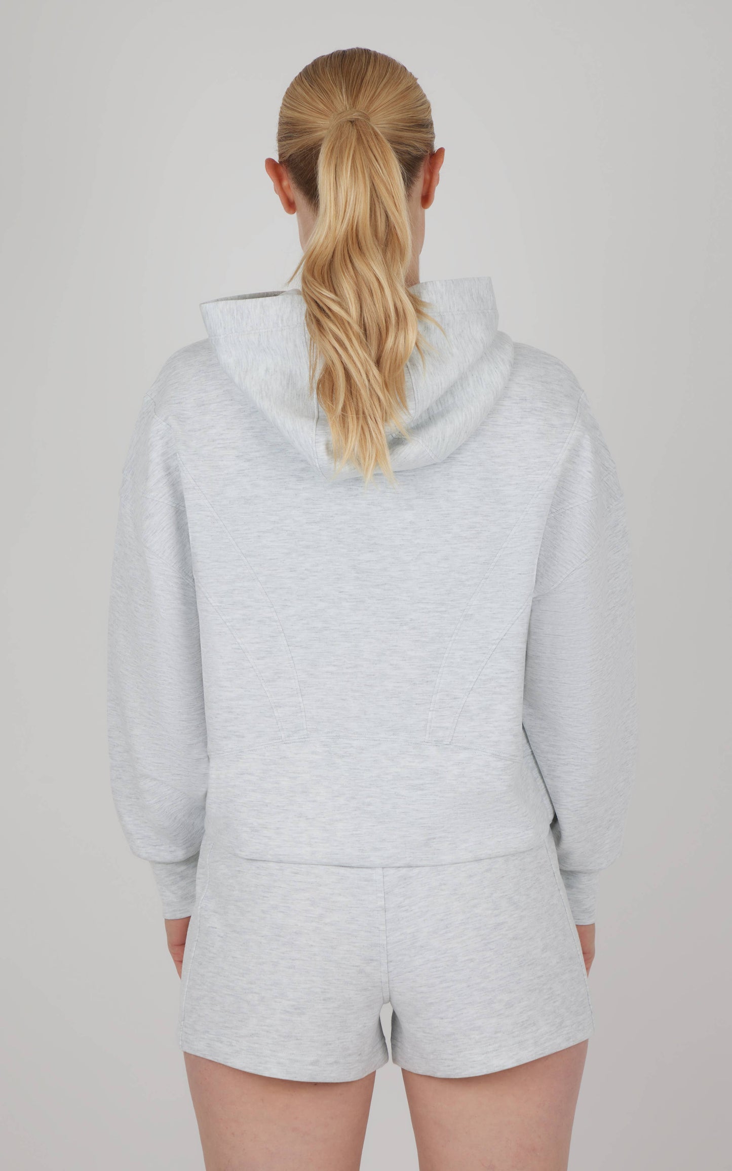 Women's Scuba Hoodie with Seam Details and Shorts - Set