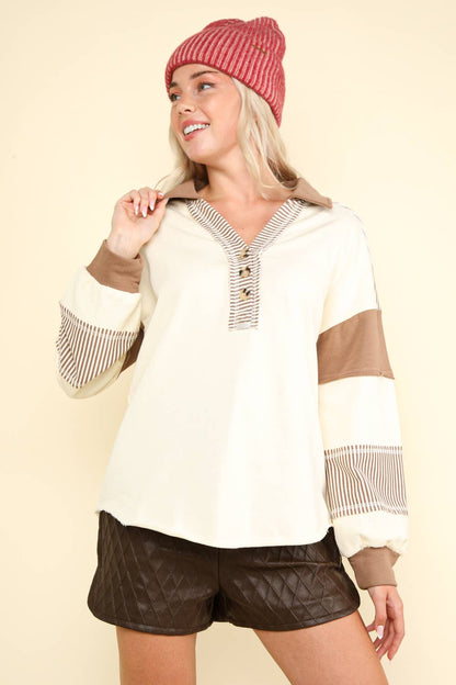 PLUS Color Block Oversized Casual Knit Top