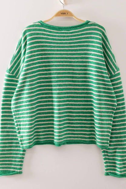 Becky Button Stripe Sweater
