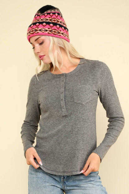 Soft Brushed Solid Knit Casual Top