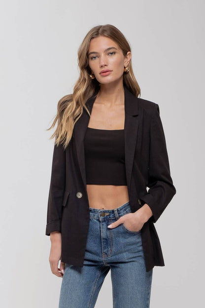 3/4 Cuff Sleeve Collared Blazer