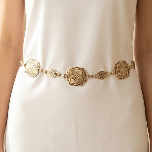 Engraved Concho Medallion Chain Belt