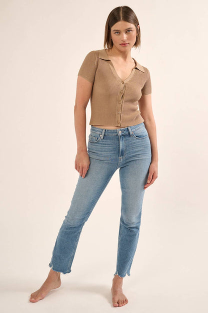 Shaper Fit Collar Neck Short Sleeve Rib Shirt