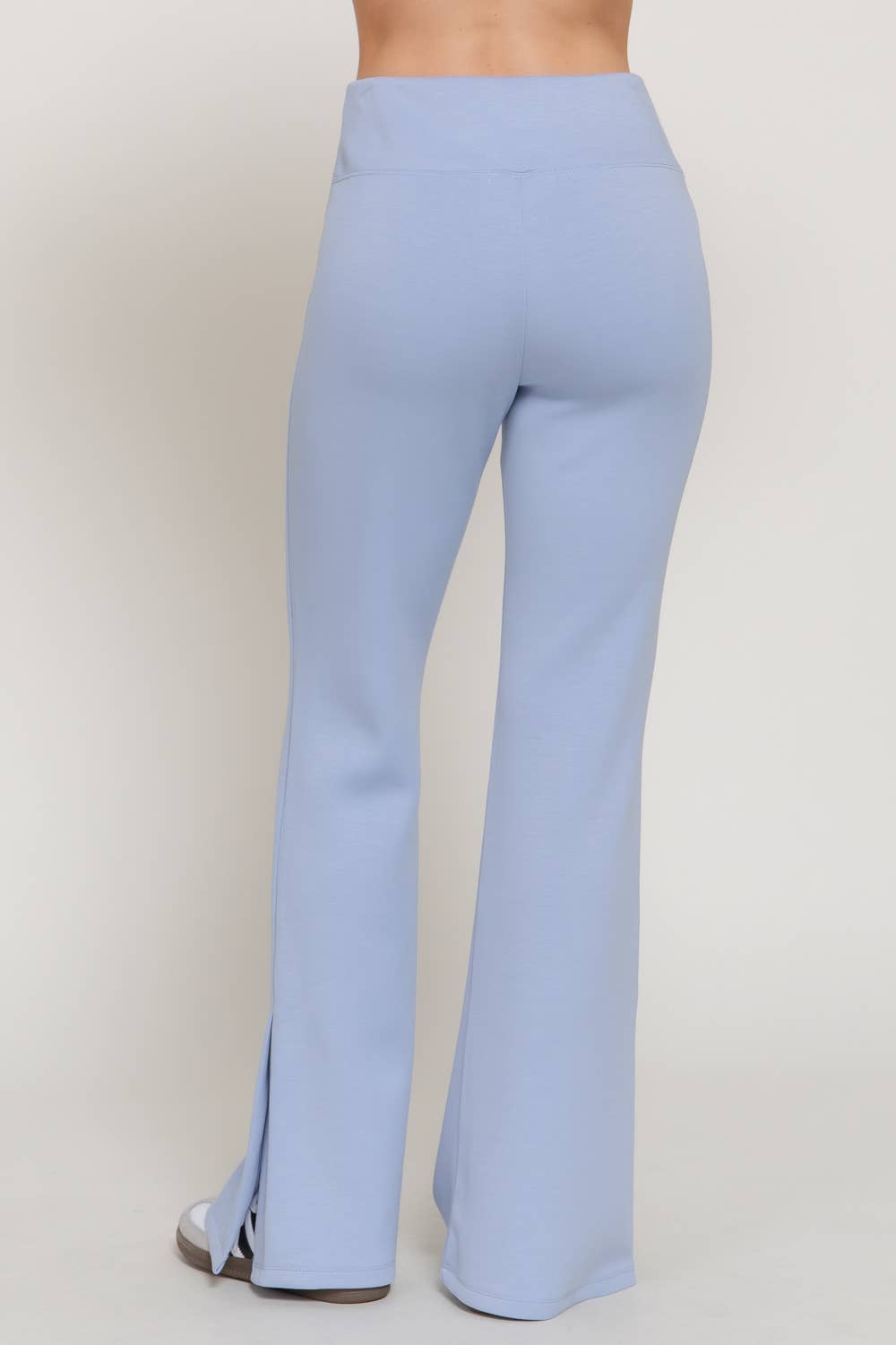 Flare Soft Modal Scuba Pants with Waistband & Bottom Slits