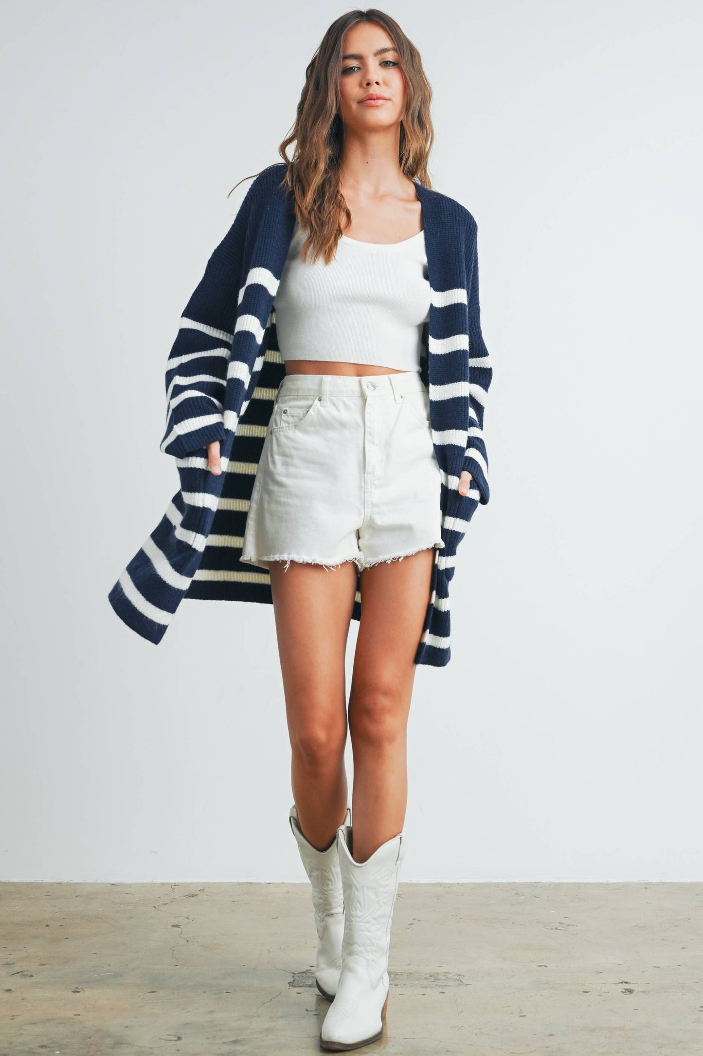 Knitted Stripe Maxi Cardigan