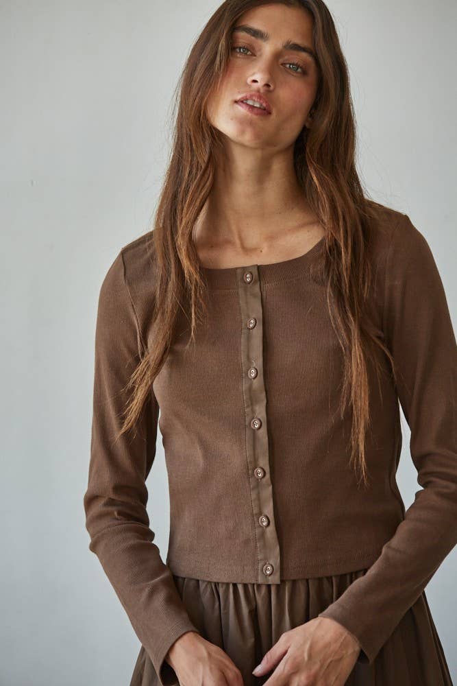 Knit Cotton Ribbed Sleeve Top