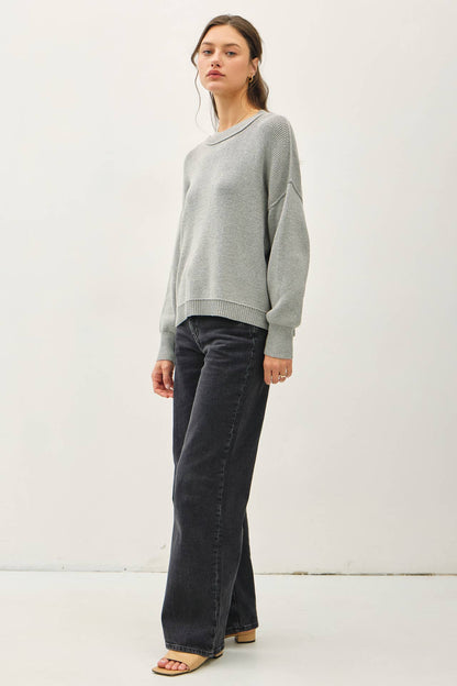 Ribbed Knit Sweater With Raw Seam Details