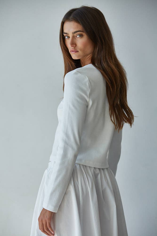 Knit Cotton Ribbed Sleeve Top
